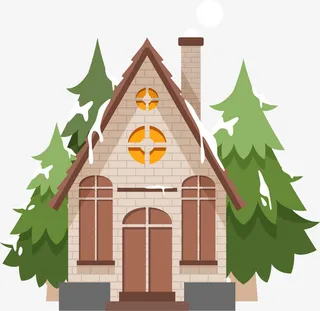 卡通圣诞节冬季小屋免抠