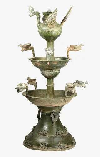 汉代绿釉凤凰烛台免抠