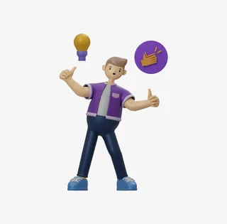 C4D点赞男孩免抠