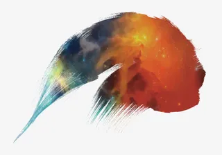 橙色星空泼墨免抠