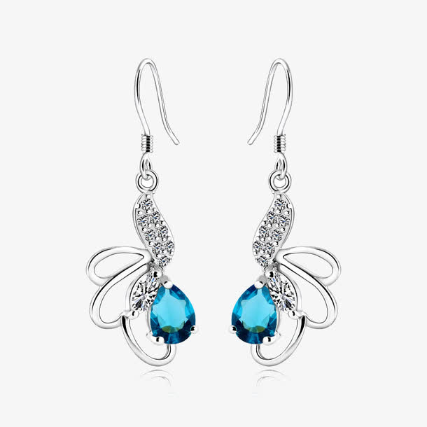 蓝宝石耳坠免抠