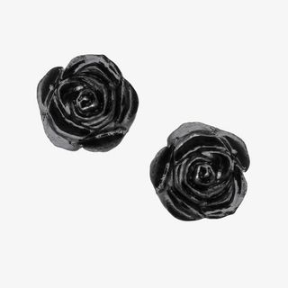 时尚百搭黑玫瑰耳钉免抠