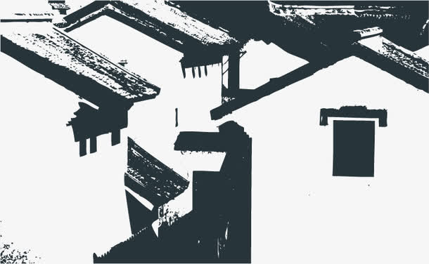 江南建筑剪影免抠
