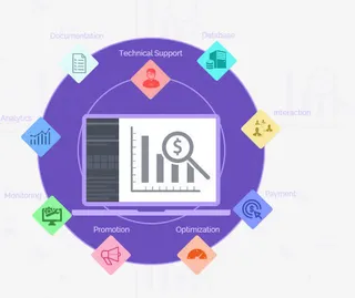 紫色手绘现代科技图标免抠
