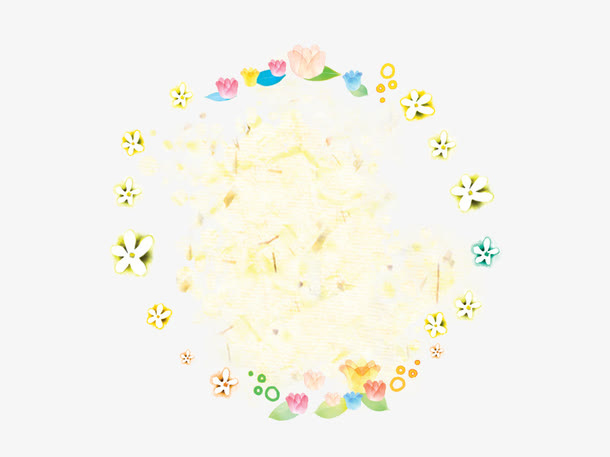 手绘鲜花花环免抠