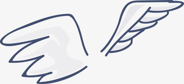 矢量手绘线条翅膀免抠