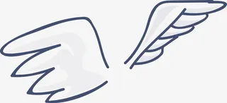 矢量手绘线条翅膀免抠