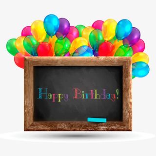 彩色气球和黑板生日贺卡背景装饰