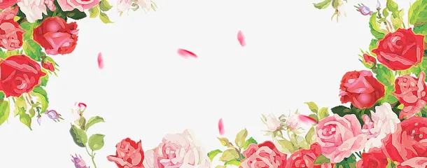 红色情人节玫瑰框架免抠