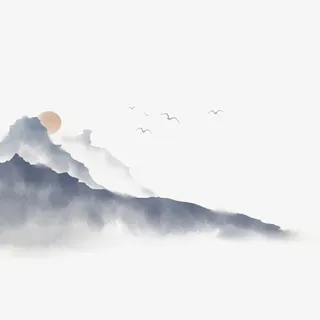 中国风,清明青山飞鸟免抠 中国风,清明青山飞鸟免抠