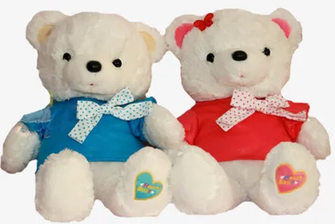 婚庆小熊情侣蓝色红色时尚礼品免抠