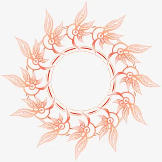 橙色简约花圈效果元素免抠