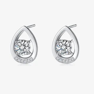 水滴耳钉银耳饰瓜子钉锆石钻石免抠