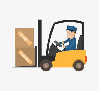 手绘开车运货的人png免抠