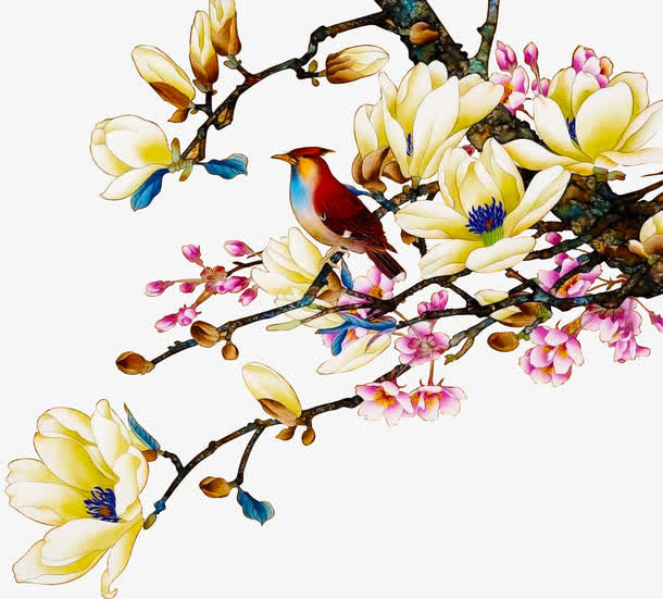 花鸟图十字绣剪纸免抠