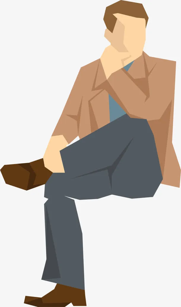 坐着的男人人物插画免抠