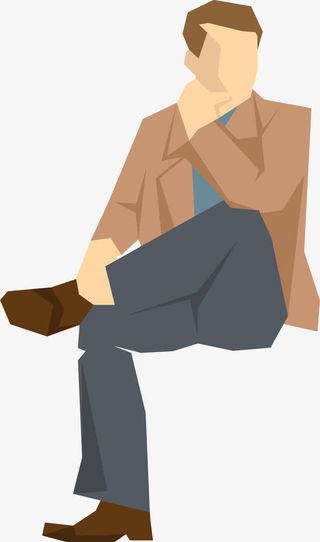 坐着的男人人物插画免抠