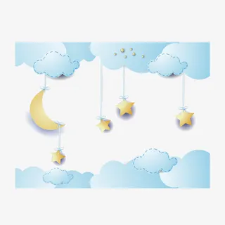 卡通童趣梦幻云朵背景装饰矢量图