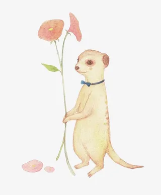 手绘小狗示爱免抠