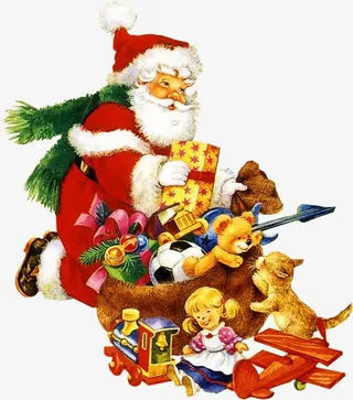 圣诞老人欢乐送礼节日手绘人物免抠