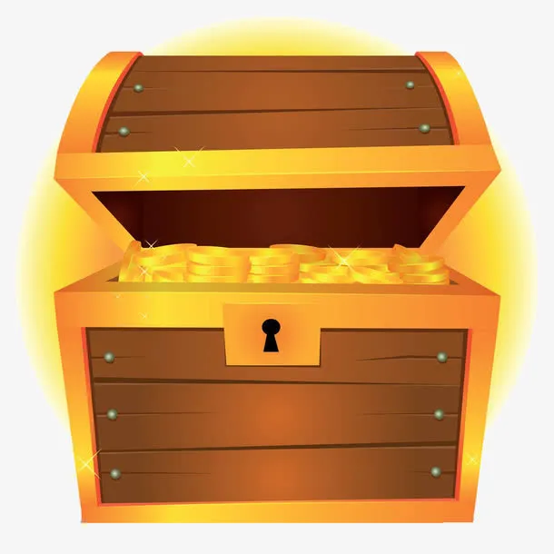闪闪发光的金币箱免抠