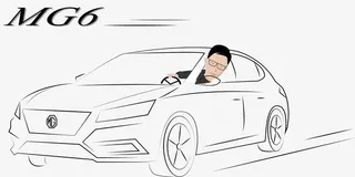 MG汽车黑白线条免抠