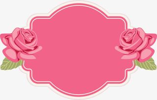 手绘粉色蔷薇文字标签免抠手绘/卡通卡通元素