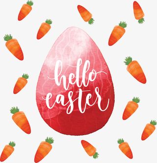 复活节你好红色彩蛋免抠