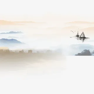 水墨古风山水画1免抠