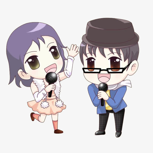 卡通男女小主持免抠