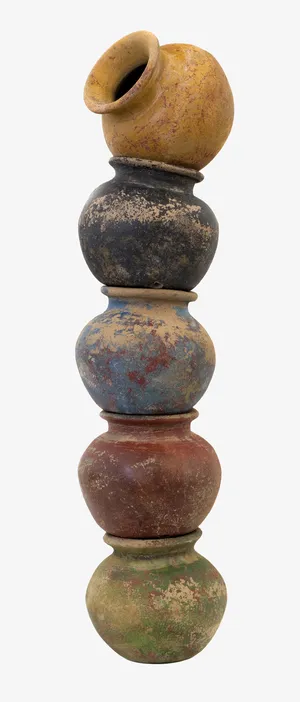 彩色粘土蓄水陶罐免抠