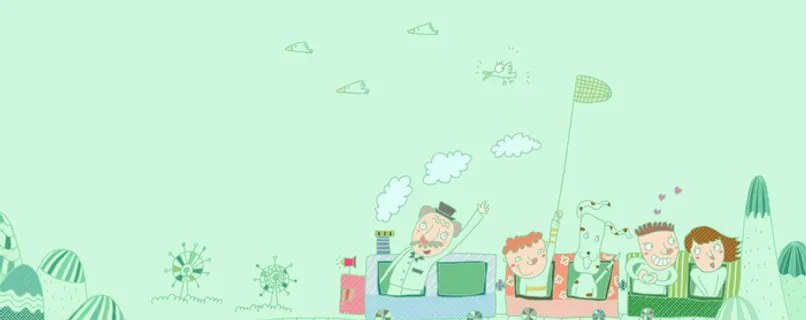 绿色手绘火车背景图高清