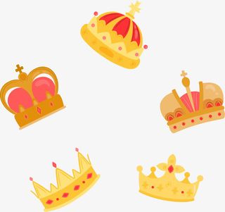 五个卡通皇冠免抠