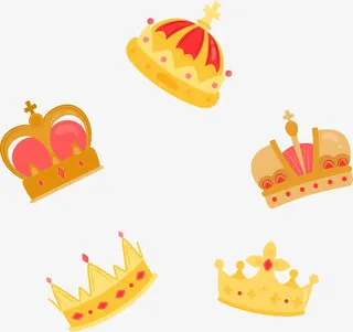 五个卡通皇冠免抠