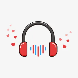 红色的音乐耳机mbe风格免抠