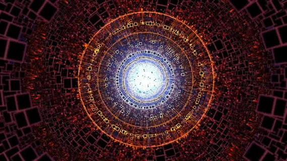 圆形蜂巢橙色蓝色光效高清合成效果免抠