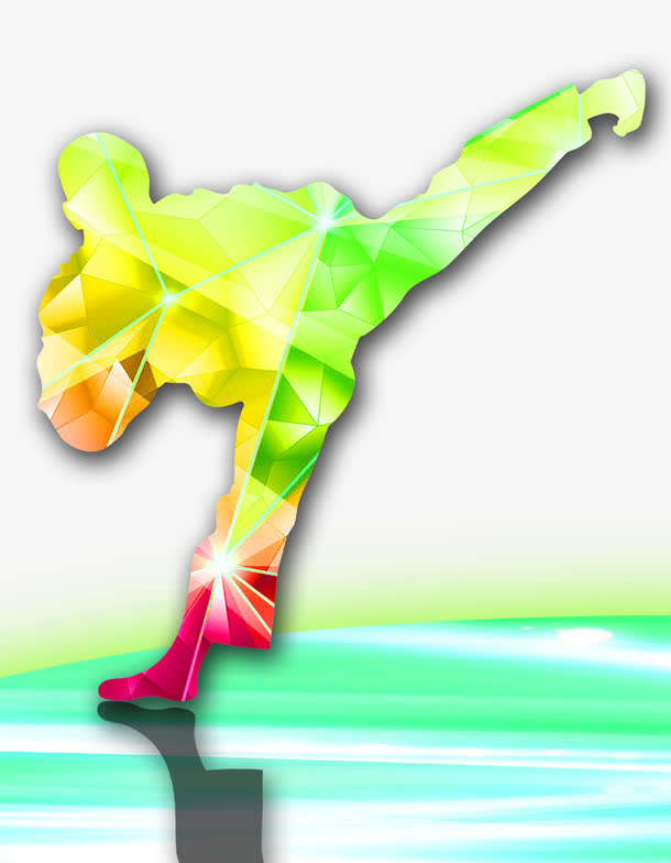 跆拳道剪影彩色免抠