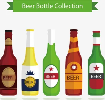 矢量手绘5个啤酒瓶免抠