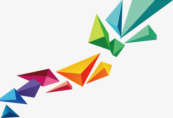 时尚创意几何立体彩色块免抠