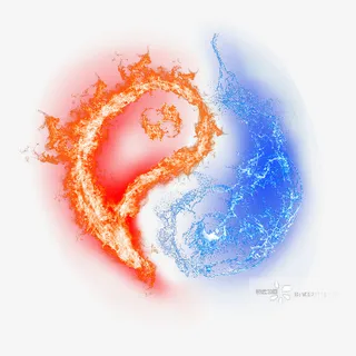 红蓝太极火扣图免抠
