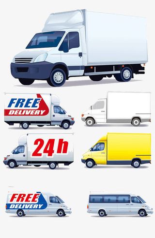 中国式的物流货车的三视图免抠