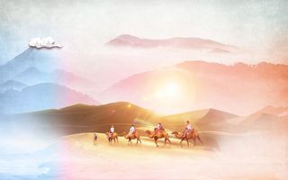 一带一路新丝绸之路党建海报背景