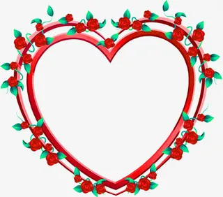 红色缠绕玫瑰心形七夕免抠