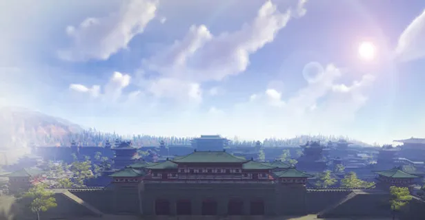 中国风古城海报背景