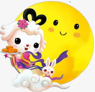 卡通中秋嫦娥月兔创意艺术免抠