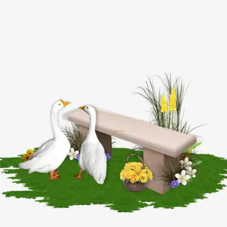 石凳旁边的白鹅免抠