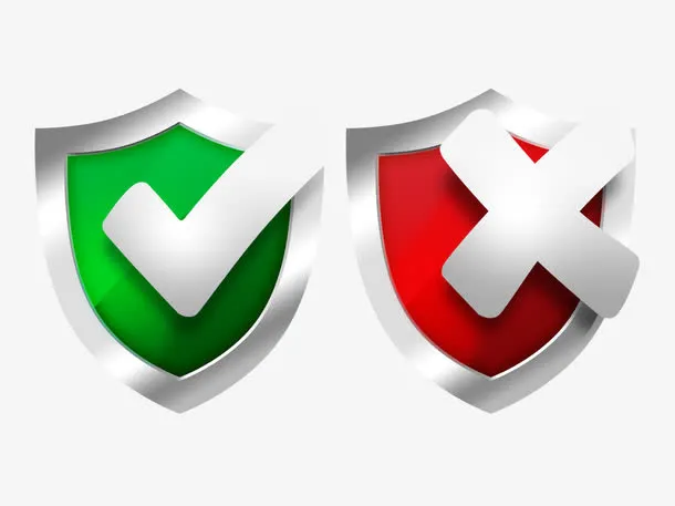 绿色盾牌和红色盾牌UI图标免抠