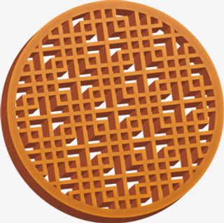 黄色中式复古花纹免抠