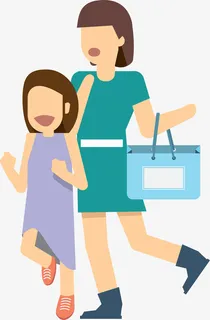 卡通可爱母女免抠