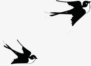 春天黑色漫画燕子免抠装饰动物元素